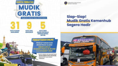 GAAAS! Mudik Gratis Kemenhub Dibuka Hari Ini, Ini Link Pendaftaran dan Kota Tujuannya